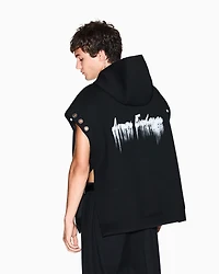 Armani Exchange - BLACK SLEEVELESS LOGO EYELET HOODIE, Man, Black, Size: