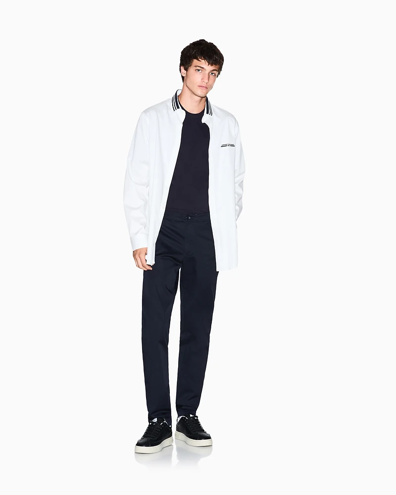 Regular fit shirt with contrasting piping