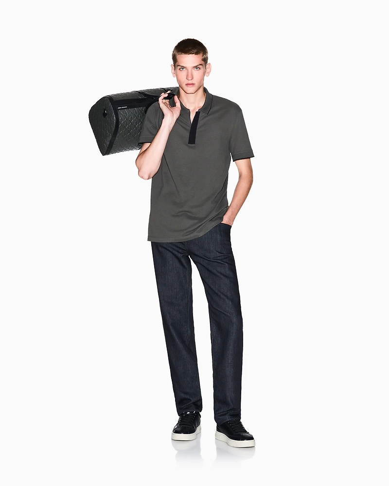Slim fit polo with button insert