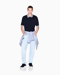 Knitted polo shirt with contrasting profiles