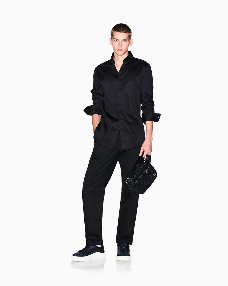 Armani Exchange - Slim-fit stretch cotton shirt, Man, Black, Size: