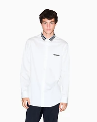 Regular fit shirt with contrasting piping