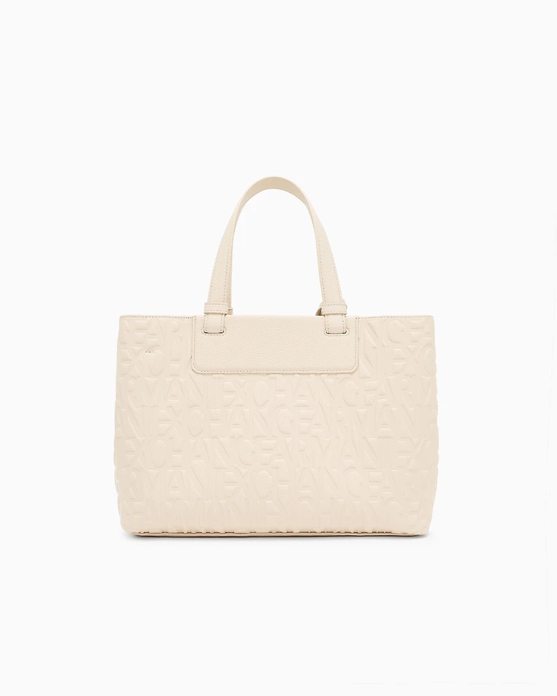 Armani Exchange - Handbag with allover logo, Woman, Beige, Size: TU