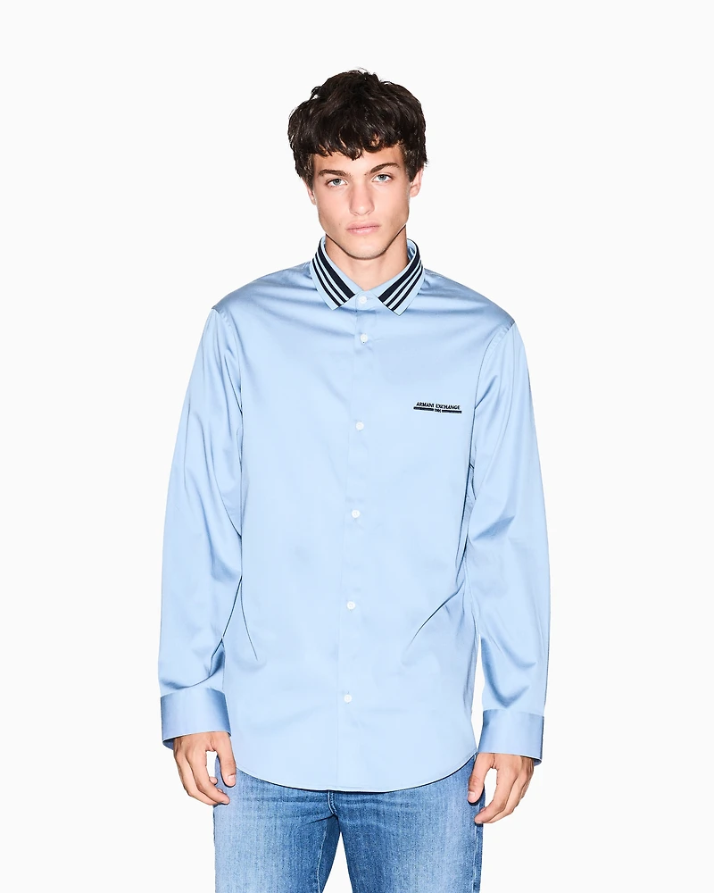 Regular fit shirt with contrasting piping