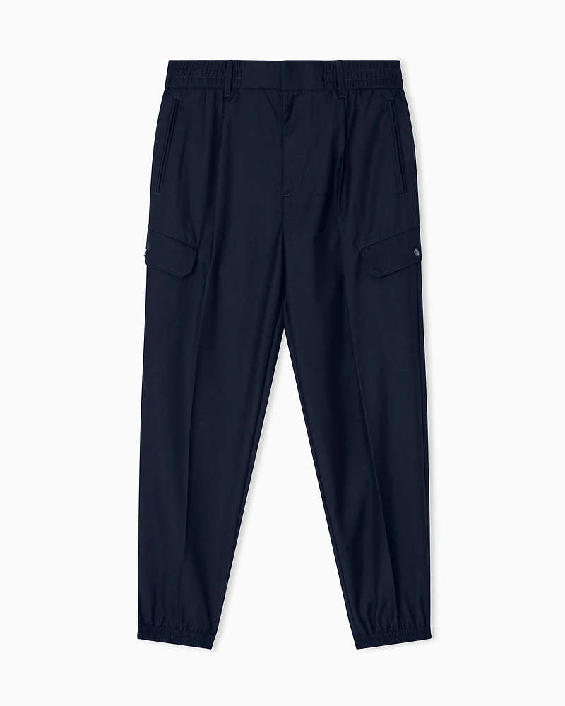 Armani Exchange - Drawstring cargo pants, Man, Navy Blue, Size: