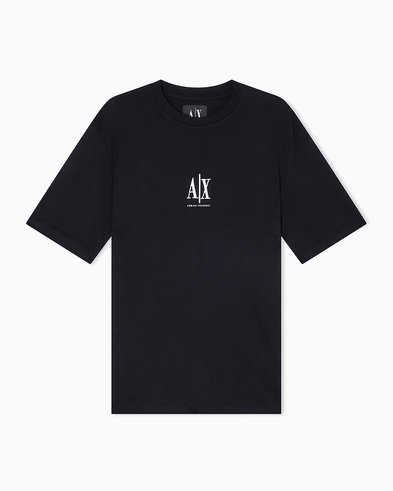 Armani Exchange - Regular fit T-shirt with embroidered logo, Man, Black, Size: