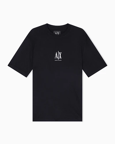 Armani Exchange - Regular fit T-shirt with embroidered logo, Man, Black, Size: