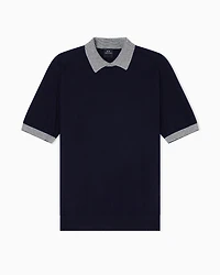 Knitted polo shirt with contrasting profiles