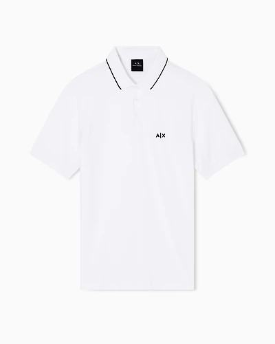 Slim fit polo shirt with logo and piping