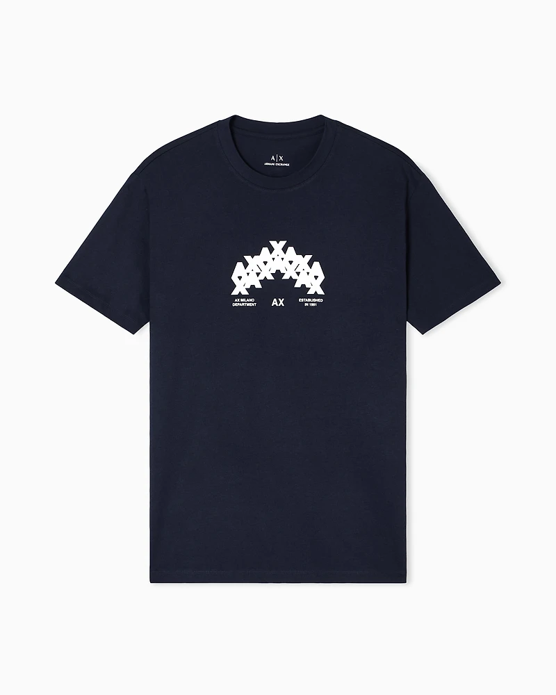 Armani Exchange - Regular fit graphic print T-shirt, Man, Navy Blue, Size: M