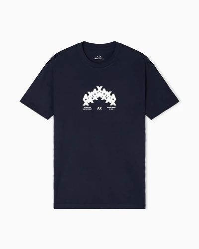 Armani Exchange - Regular fit graphic print T-shirt, Man, Navy Blue, Size: M