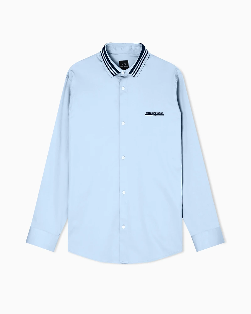 Regular fit shirt with contrasting piping