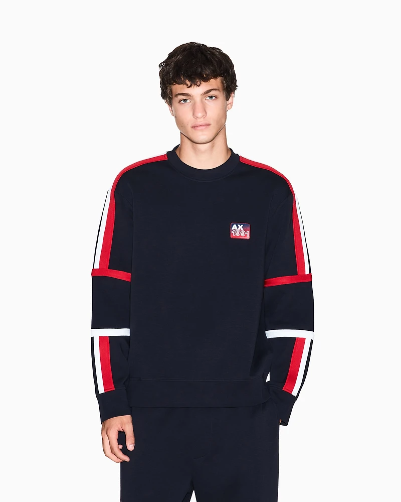 Armani Exchange - Sweatshirt with contrasting bands, Man, Navy Blue, Size: M