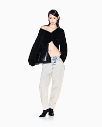CROPPED RIBBED BUTTON CLOSURE CARDIGAN