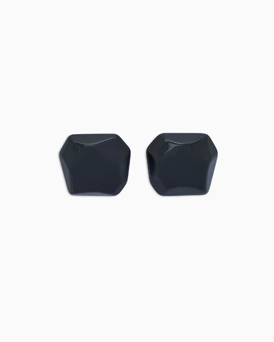Emporio Armani - Oversized faceted earrings, Woman, Black, Size: TU