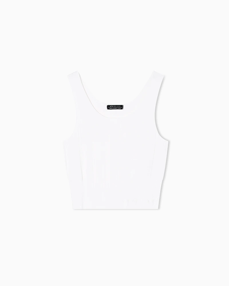 Armani Exchange - Wide ribbed top, Woman, White, Size: