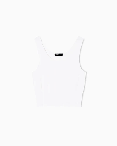 Armani Exchange - Wide ribbed top, Woman, White, Size: