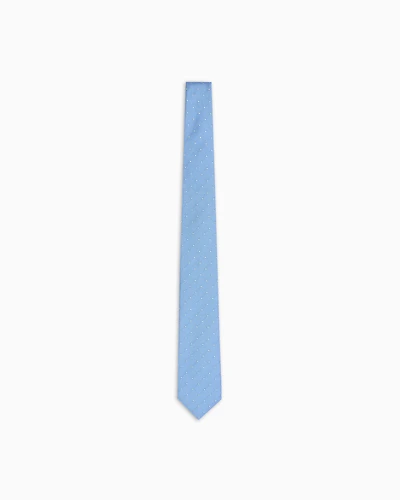 Emporio Armani - Pure silk tie with jacquard micro-pattern, Man, Light Blue, Size: TU