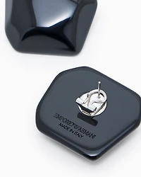 Emporio Armani - Oversized faceted earrings, Woman, Black, Size: TU