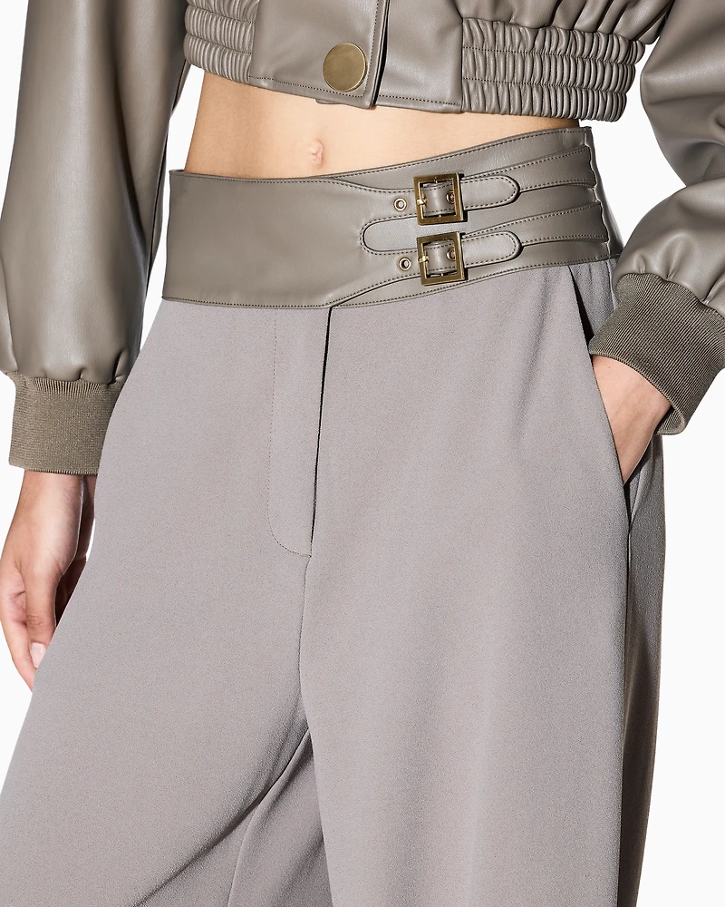 Palazzo trousers with straps