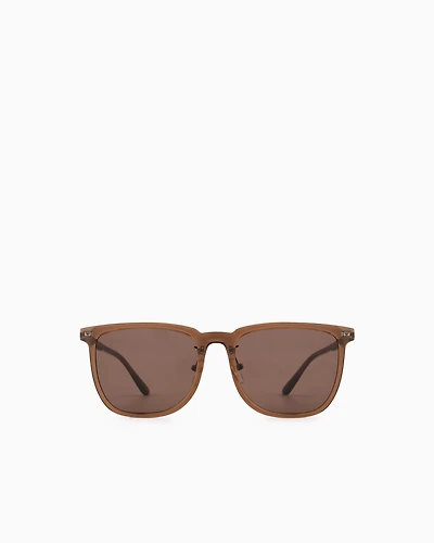 Emporio Armani - Unisex square sunglasses, Unisex, Brown, Size: 56L