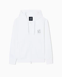 Armani Exchange - Zip-up hoodie with embroidered logo, Man, White, Size:
