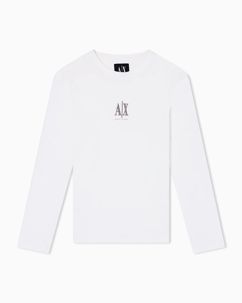 Long-sleeved T-shirt with embroidered logo