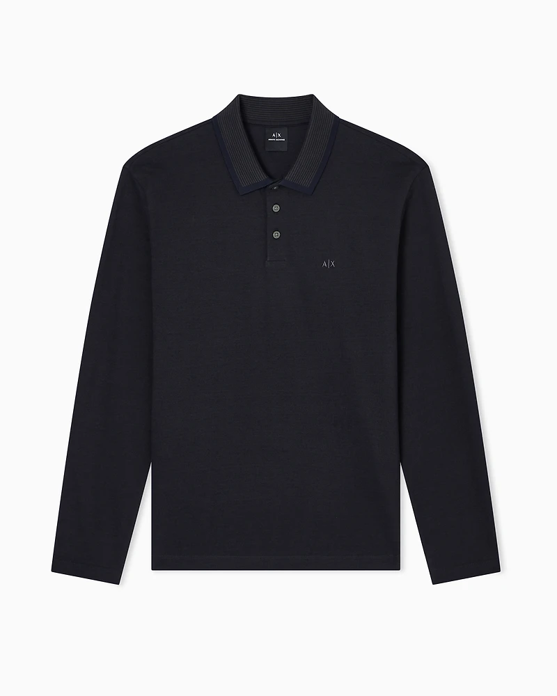 Armani Exchange - Regular fit long-sleeved polo shirt, Man, Blue, Size: