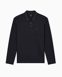 Armani Exchange - Regular fit long-sleeved polo shirt, Man, Blue, Size: