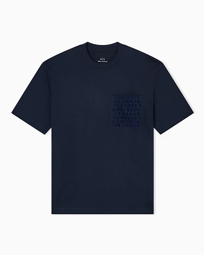 Armani Exchange - Regular fit T-shirt with logo pocket, Man, Navy Blue, Size: