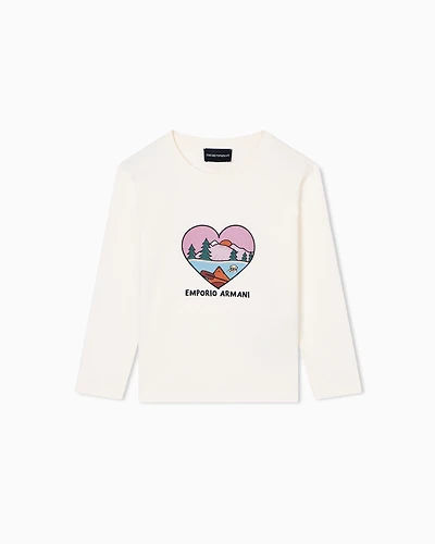 Emporio Armani - ASV forest-print jersey jumper, Girl, White, Size: