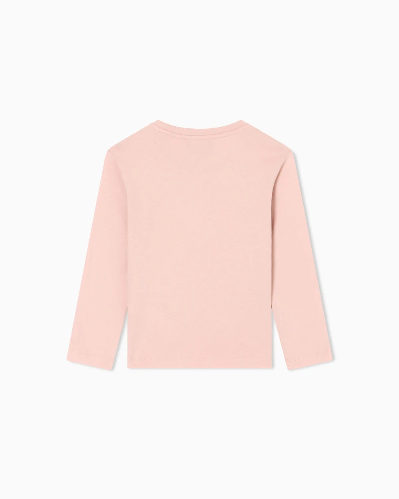 Emporio Armani - ASV jersey jumper with eagle and tulle ruffles, Girl, Pink, Size: