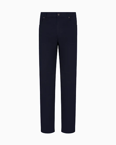 Emporio Armani - J76 straight-fit five-pocket washed twill trousers, Man, Navy Blue, Size: