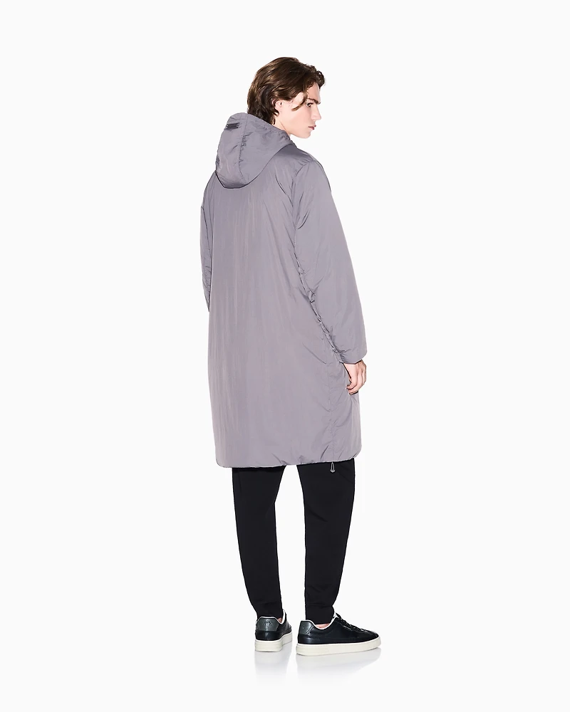 Wide trench coat with hood
