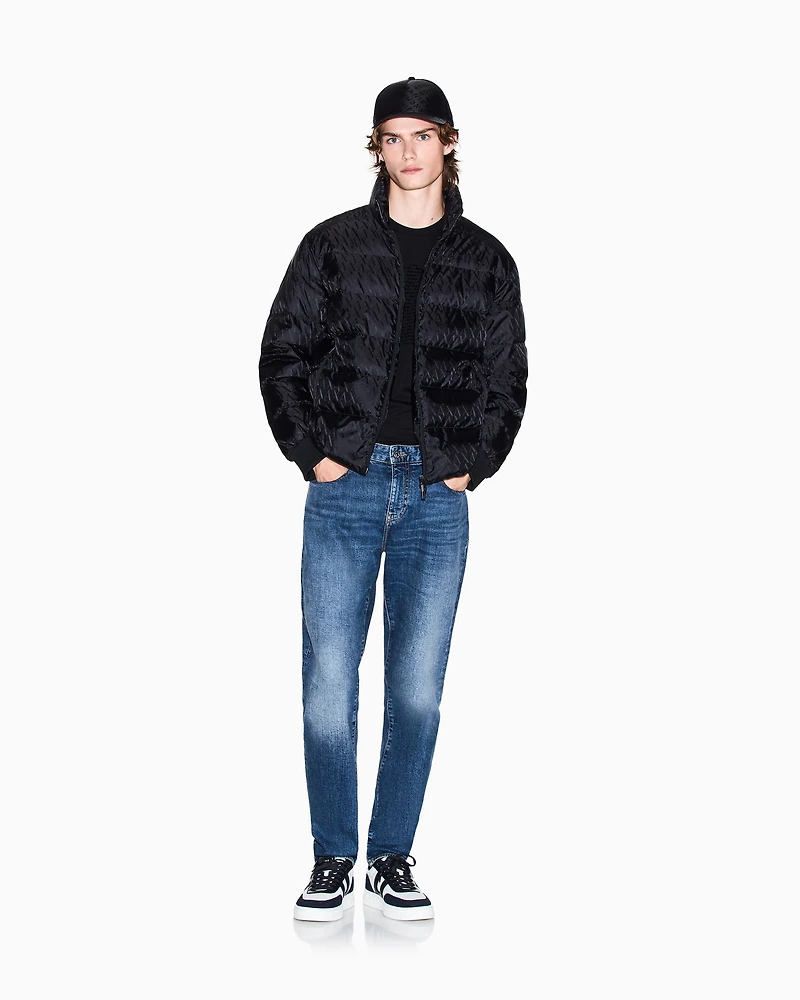 Fabric jacket with allover logo