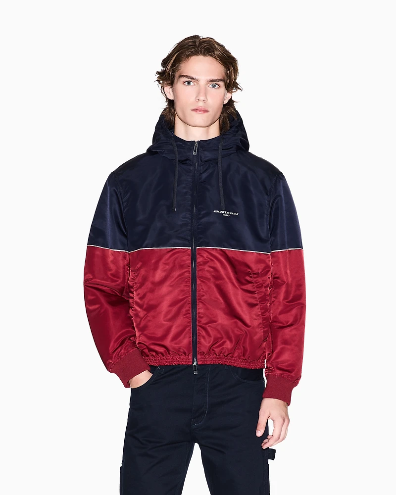 Two-tone jacket with hood