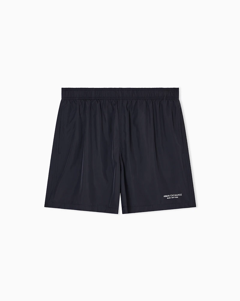 LOGO PRINT BOXER SWIM TRUNKS
