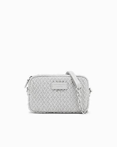 Emporio Armani - Embossed-effect camera case with chain shoulder strap, Woman, Grey, Size: TU