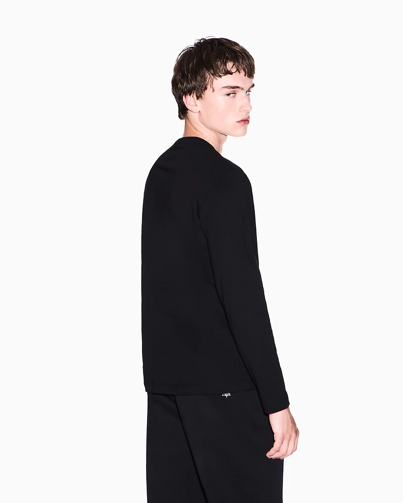 Armani Exchange - Long-sleeved T-shirt with embroidered logo, Man, Black, Size: