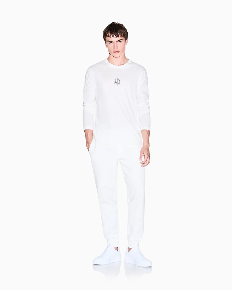 Armani Exchange - Long-sleeved T-shirt with embroidered logo, Man, White, Size: