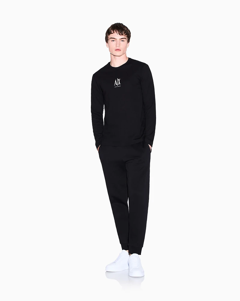 Armani Exchange - Long-sleeved T-shirt with embroidered logo, Man, Black, Size: