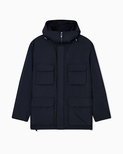 Emporio Armani - ASV Travel Essentials recycled nylon padded jacket, Man, Navy Blue, Size: