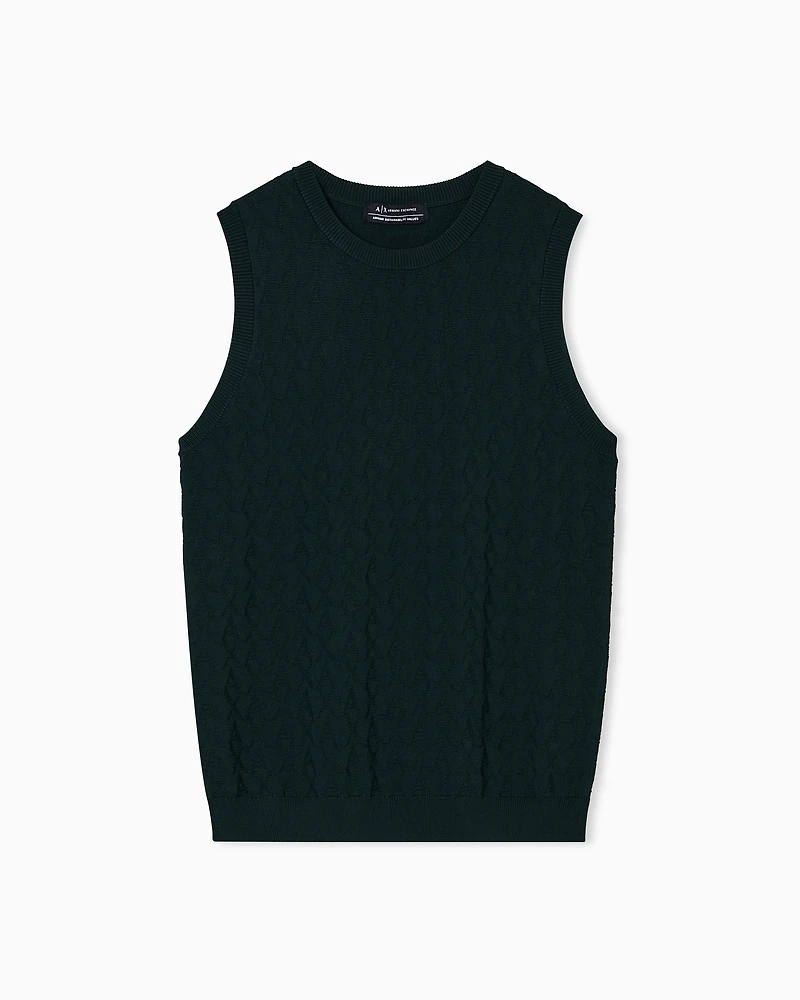 Armani Exchange - Top with allover logo, Woman, Green, Size: