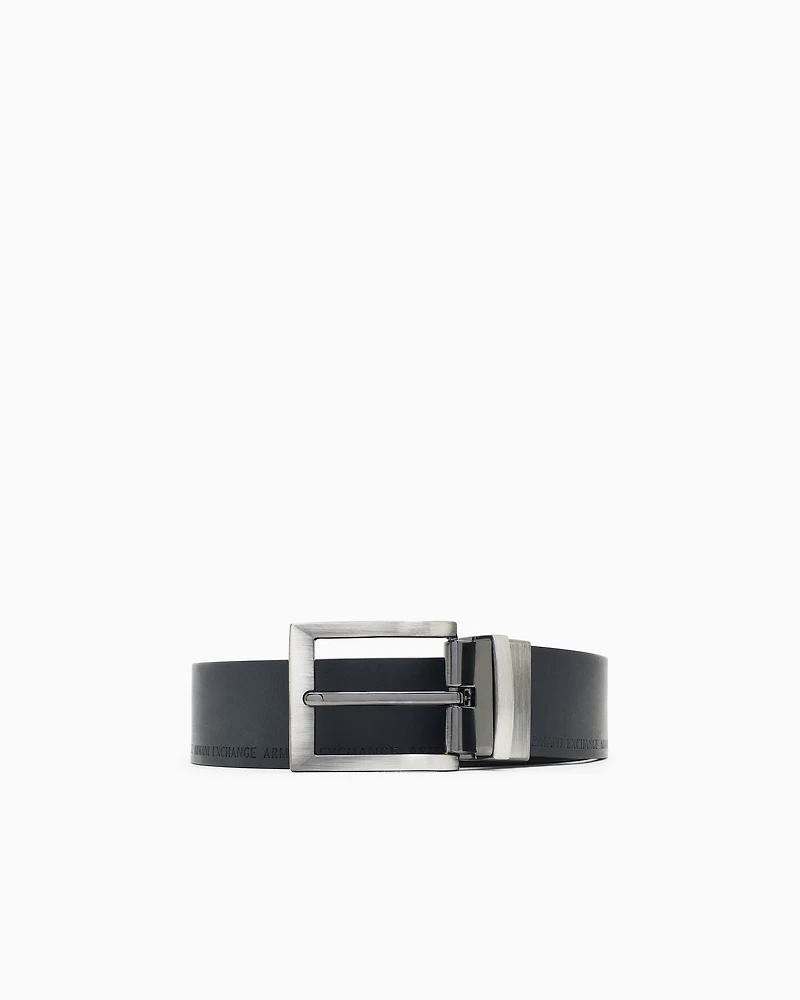 Armani Exchange - Leather belt with logo, Man, Blue, Size: TU