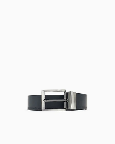Armani Exchange -  Leather belt with logo, Man, Blue, Size: TU