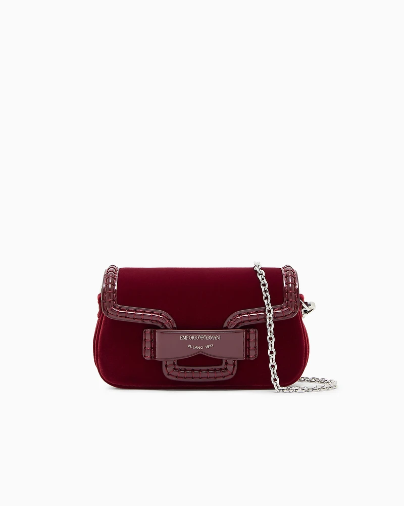 Emporio Armani - Small velvet shoulder bag with buckle, Woman, Size: TU