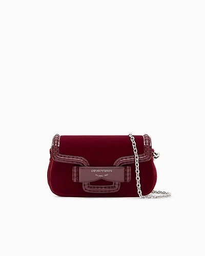 Emporio Armani - Small velvet shoulder bag with buckle, Woman, Size: TU