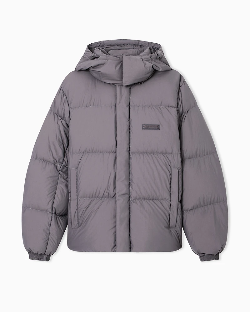 Armani Exchange - Quilted down jacket with hood, Man, Grey, Size: