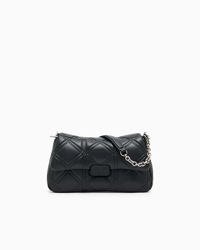 Emporio Armani - Medium shoulder bag in a nappa-leather effect with embossed motif, Woman, Black, Size: TU