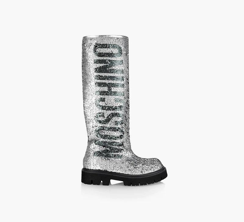 KNEE HIGH SEQUIN LOGO BOOT